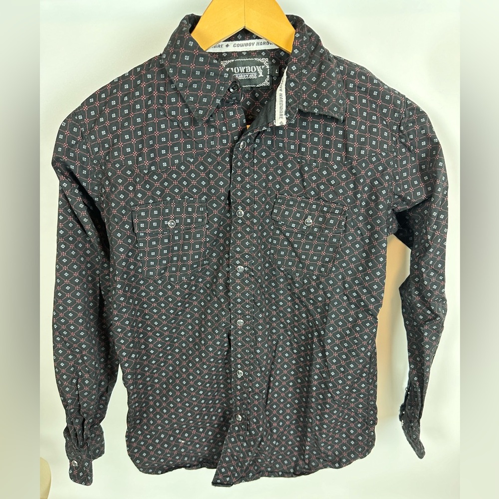 Cowboy Hardware Youth Large Western Snap Button Down Top Black Pearl‎ Snaps